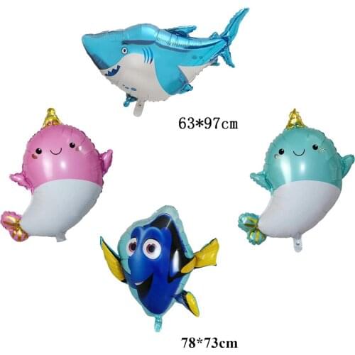 1pc Cartoon Shark Seahorse Fish Foil Balloons Sea Animal Air Globos Wedding Baby Birthday Party Decorations Kids Inflatable Toys