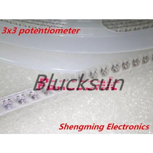 100pcs 100R 200R 500R 1K 2K 3K 5K 10K 20K 50K 100K 200K 500K Ohm smd Adjustable Potentiometer Trimmer Resistor 3*3mm 3x3