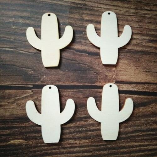 56mmx70mm Natural Blank Tag Wedding Decor Wooden Cactus Shape Gife Tags Favor Rustic Wood Ornaments Laser Cut
