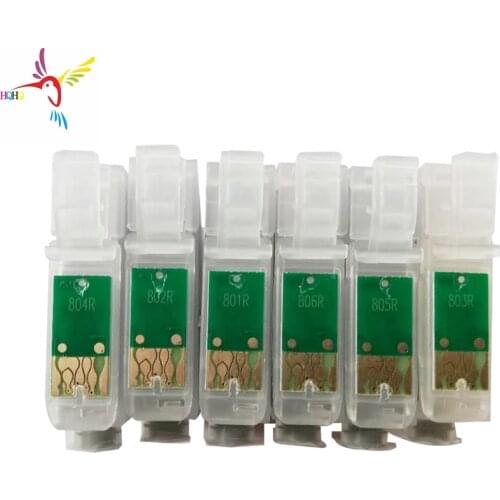 6 Colors/Set T0791-T0796 Refillable Ink Cartridge For Epson Stylus Photo 1400/PX700W/PX800FW/P50/1500W with Permanent Chip