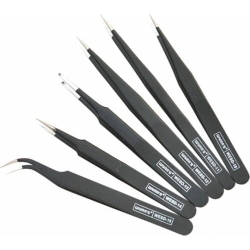 Anti-static Stainless Steel Tweezers Precision Electronic Tweezers Plus Hard Black Tweezers Tweezers