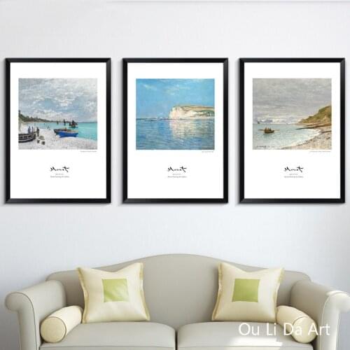 No frame Monet beach sea scenery set canvas printings oil painting printed on canvas modern home wall art decoration picture