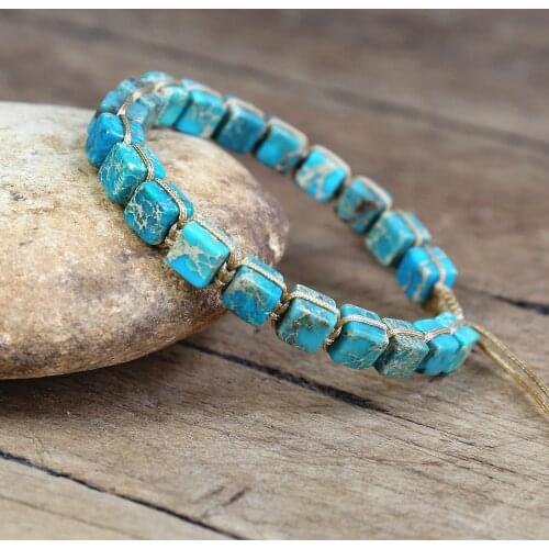 6MM Imperial Square Beads Wrap Bracelets Women String Braided Yoga Meditation Friendship Bracelet Bangle Bohemian Jewelry