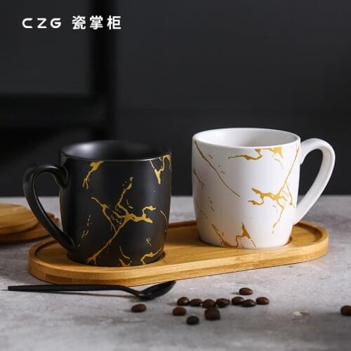 Black and White Marble Gold Ceramic Coffee Cup Nordic Creative Simple Breakfast Milk Tea Cup