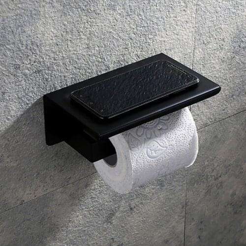 White &Mirror Chrome Polished & Black & Brushed Stainless Steel Toilet Paper Holder Top Place Things Platform 4 Choices