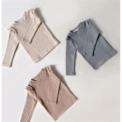 Childrens Clothing 2021 Summer New Arrival Baby Shirt Spring Fall Long Sleeve Solid Color Infant Kids Knitt Shirt Soft Breath