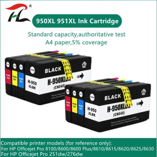 8 pcs For HP Officejet Pro 8100 8600 8610 8615 8620 8625 8630 251dw 276dw Ink Cartridge With Ink For HP 950XL 951XL 950 951 XL