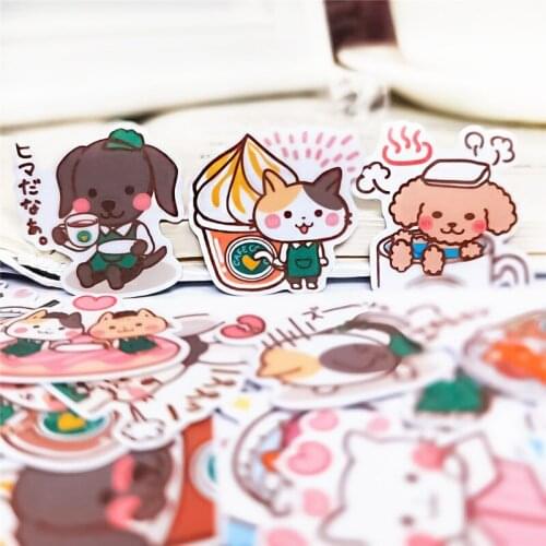 40pcs/pack Kawaii Stationery Stickers Coffee dog Decoration Decal DIY Album Scrapbooking Seal Sticker Stationery Gift Material