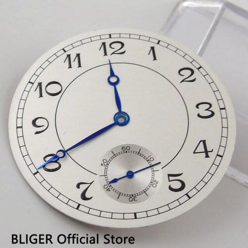 Classic 38.9MM White Sterile Dial Black Arabic Numerals Watch Dial Fit For ETA 6498 ST3600 Hand Winding Movement+Hands