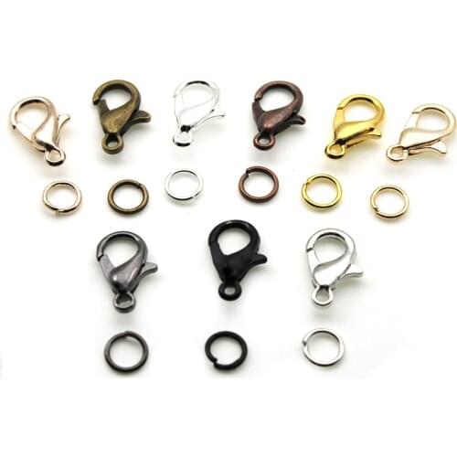Metal Lobster Clasp Hook for Jewelry Findings with Open Circle Jump Rings open single loop DIY Necklace Bracelet Jewelry Making