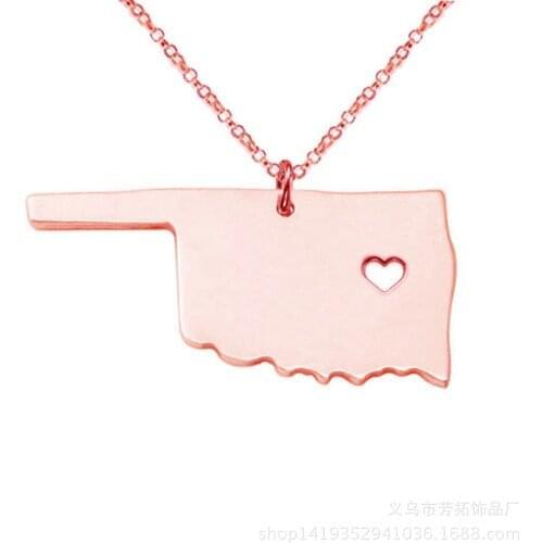 Selling in Europe and the United States, Oklahoma map necklace stainless steel pendant new hot creative