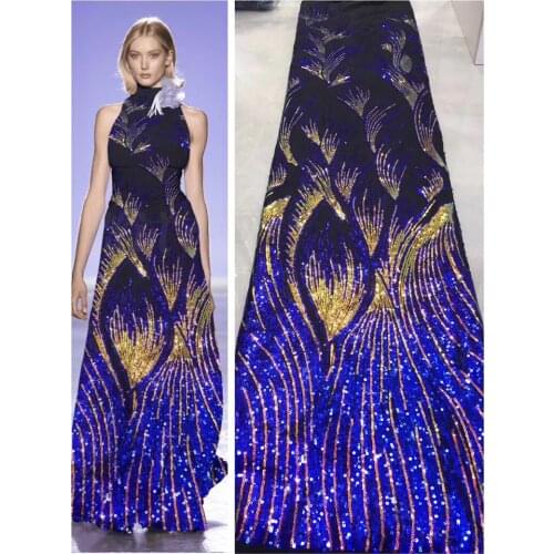 Fashion sequins design Lace Fabric High Quality Sequins African Mesh Lace Fabric For Nigerian Wedding Party Dress JRB-5.71005