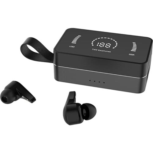 H3 Bluetooth 5.0 Earphones Auto Pairing CVC8.0 Noise Reduction Fingerprint Touch IPX7 Waterproof Mirror with Digital Display