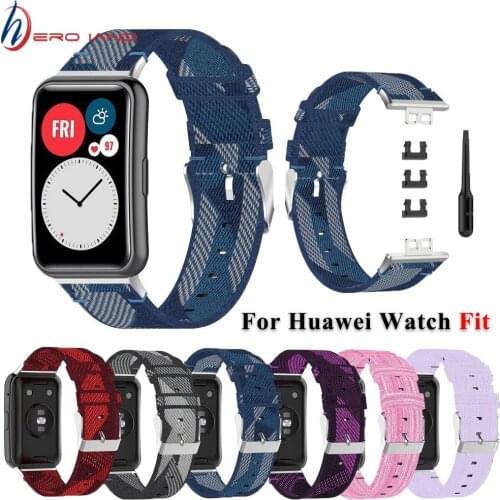 New Canvas Nylon Watchband for HUAWEI Watch Fit Wrist Replacement stripe Sports Bracelet Strap for huawei fit Smart watch band