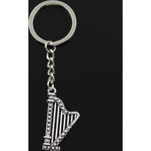 New Fashion Keychain 40x21mm Harp Musical Pendants DIY Men Jewelry Car Key Chain Ring Holder Souvenir For Gift