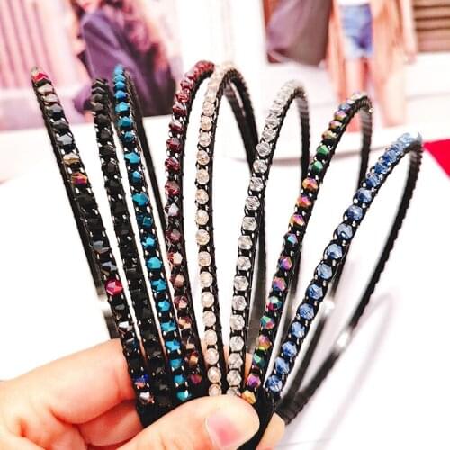 2020 New Classic Fashion Single Row Headband Crystal Hairband Festival Hair Rhinestone for Women Girls Accessories Headdress