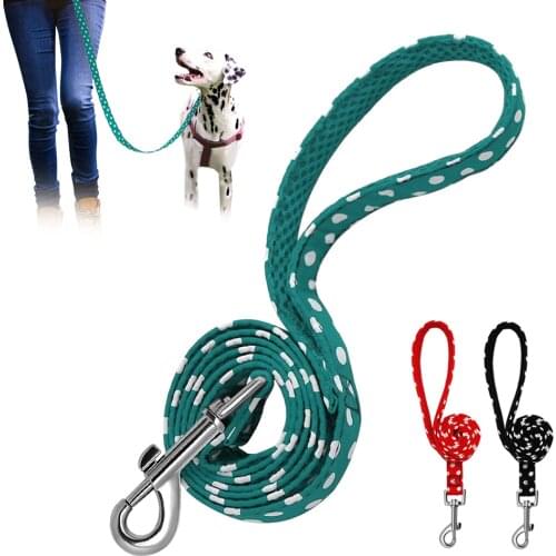 4ft Polka Dot Dog Leash Nylon Pet Leash Dogs Walking Running Leads Durable Training Belt Rope for Small Medium Dogs