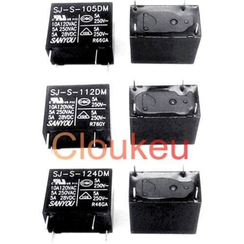 Relay SJ-S-105 112 124DM DMH 5V 12V 24V 5A 10A 4pin 5pin