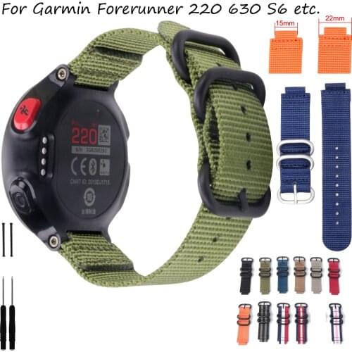 Nylon Watch strap For Garmin Forerunner 220 235 620 630 735 S5 S6 S20 Watch Band Replacement wrist bracelet with pins 22-15mm