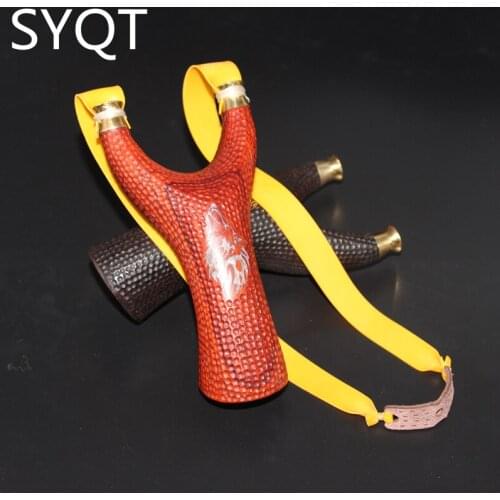 Solid Wood Rosewood Slingshot CNC Copper Head Purple Sandalwood Outdoor Flat Leather Precision Hunting Launch Slingshot