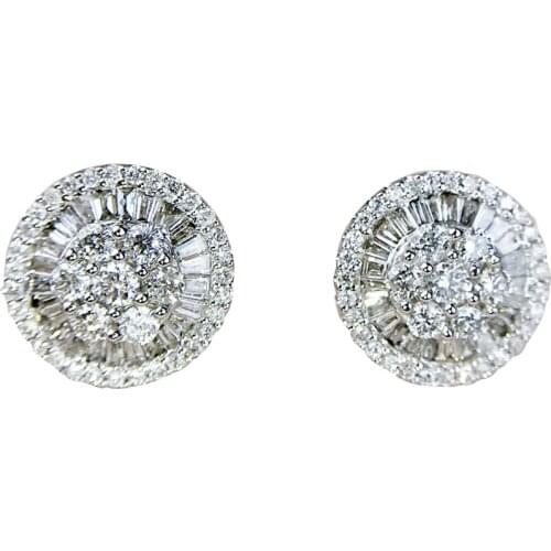 Luxury 14K Gold Lab Diamond Stud Earring Real 925 sterling silver Jewelry Engagement Wedding Earrings for Women Bridal Gift