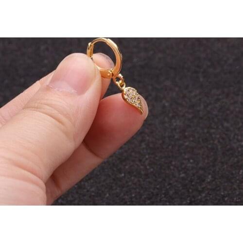 1 PCS Simple Micro Pave CZ Wing Shape Charm Ear Cartilage Clip Cuff Earring Trendy Gold Color Geometric Ear Piercing Circle Hoop