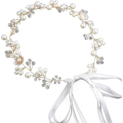 Bridal Wedding Headwear Ornaments Flowers Handmade Beaded Headband Hair Strap