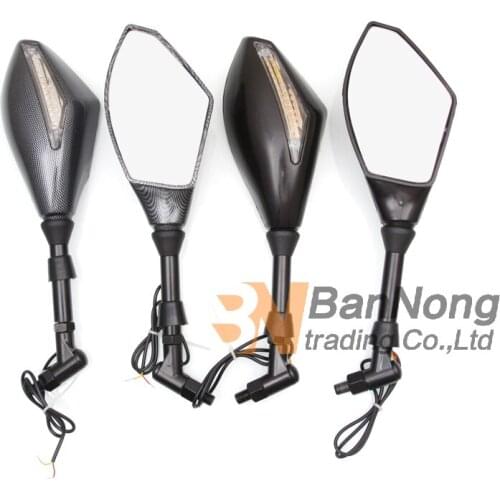 Motorcycle Universal rearview mirrors Include LED Turn Light For Ducati Honda Kawasaki Suzuki Yamaha Single hole Street Racing