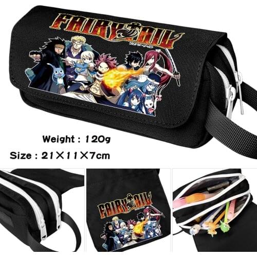 Anime Fairy Tail Waterproof Pencil Case Cartoon Zipper Cosmetic Bag Casual Student MakeUp Bag Boy Girl Pen Bag Stationery