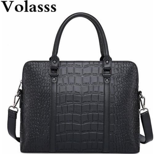 Volasss Black Womens Briefcase Office Work Computer Bag 14" Laptop Handbag Ladies Leather Business Briefcases Female Handbags