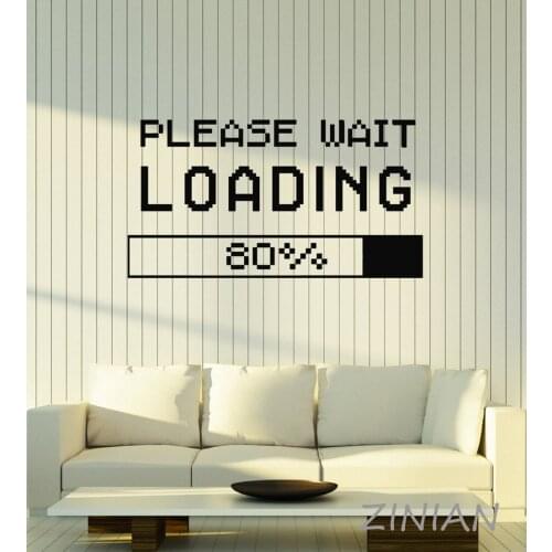 Loading Please Wait Wall Decal Gaming Zone Kids Man Cave Creative Room Door Wall Decor Art Stickers Wallpaper Gamer Decals Z561