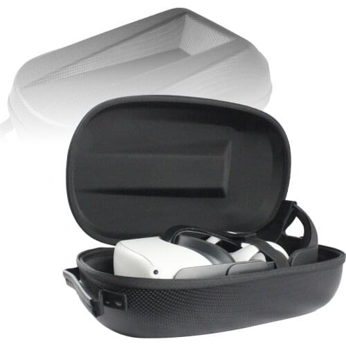 Hard Storage Bag Adjustable Head Strap Headband for Oculus Quest 2 VR Headset Protective PU Carry Case Shell Pouch