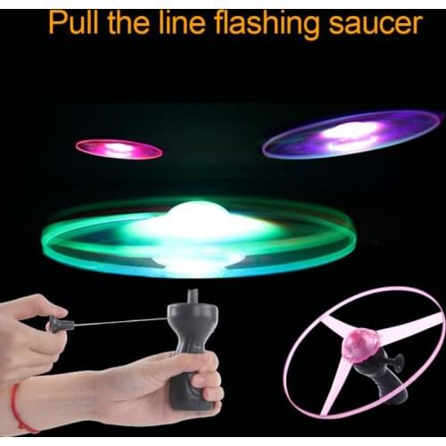 1PCS Funny Spinning Flyer Luminous Flying UFO LED Light Handle Flash Flying Toys For Kids Outdoor Game Color Random Dropshipping