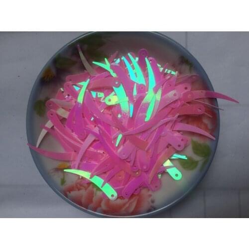 1000pcs Chilli Ivory Shape Sequins 5*32mm PVC Flat Paillette Decoration Ivory 1 Hole Pink AB