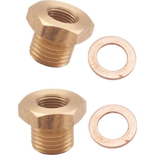 2X 1/8-27NPT Female To M14x1.5 Gauge Sensor Sender Thread Adapter Fitting Brass