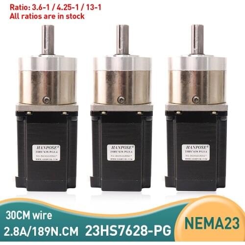 3PCS 4-lead 23HS7628 2.8A 189N.CM Stepper Motor 57 motor Extruder Gear Stepper Motor Ratio 16:1 Planetary Gearbox
