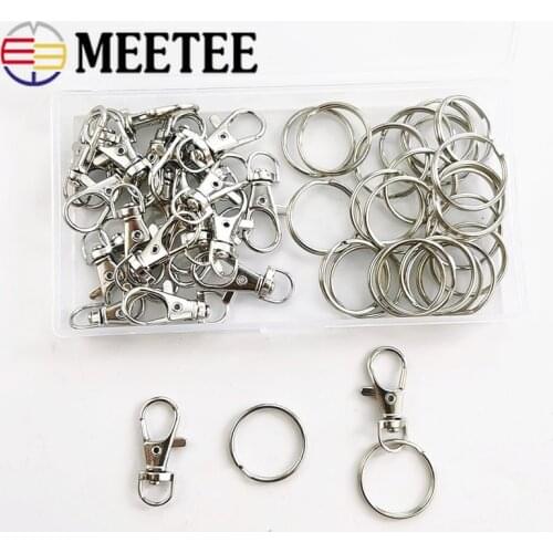 50pcs 25pcs 20mm O Ring Keychin Hooks + 25pcs 11mm Metal Buckles Lobster Clasp Snap DIY Key Webbing Pendant Accessories