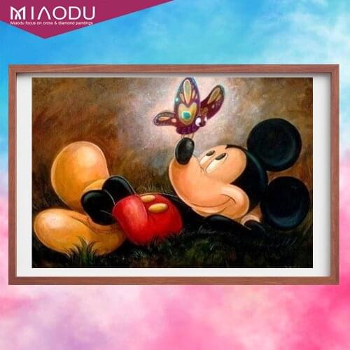 Diamond Painting Disney Mickey Mouse Butterfly 5d Diamond Painting Embroidery Complete Kit Mosaic Cartoon Cross Stitch Manual