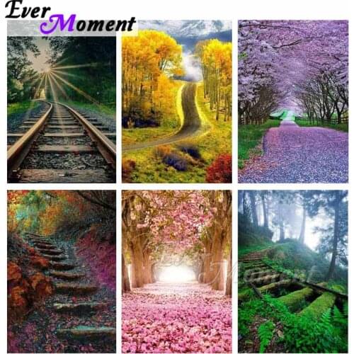 Ever Moment Diamond Painting Art Forest Fall Autumn Scenery Full Square Resin Diamond Embroidery Mosaic Cross Stitch ASF2082