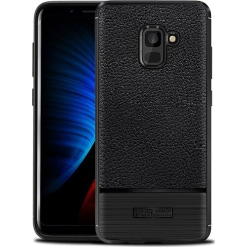 50pcs/lot For Samsung Galaxy A8 2018 A8 Plus 2018 Litchi Flexible TPU Case Anti-skid Protective Case For Samsung Galaxy A3 2018