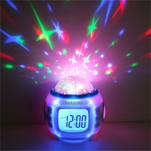 4pcs 1pcs Music Starry Star Sky Digital LED Projector Staycation Staycation Alarm Clock Calendar Decoration for Child Christmas