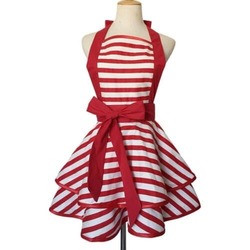 Lovely Retro Lacy Sexy Apron Flirty Maid Polka Dot Cooking Kitchen Working Apron with Pockets Women Ladies Cleaning Home Apron