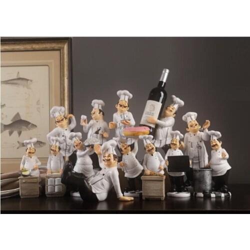Creative resin cook kitchener chefs decoration fashion chef decor bar showcase restaurant cafe cake shop display figure statue