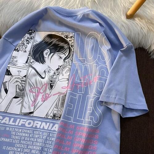 Summer Cosmetics T-shirt Streetwear Women Clothing Top Shirt Japanese Anime Handsome Girly Print Tees Casual Diary Apparel 2021