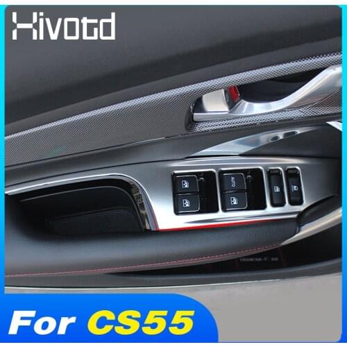 Hivotd Window Button Cover Lift Switch Panel Trim Interior Accessories Car Styling Decoration Parts For Changan CS55 2017-2020