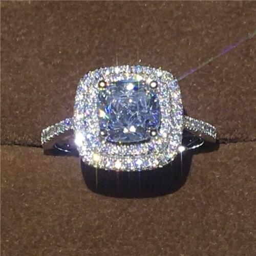 Classic ring Engagement Wedding Band Rings for women AAAAA zircon cz White Gold Filled 925 Silver Bridal Finger Jewelry Gift