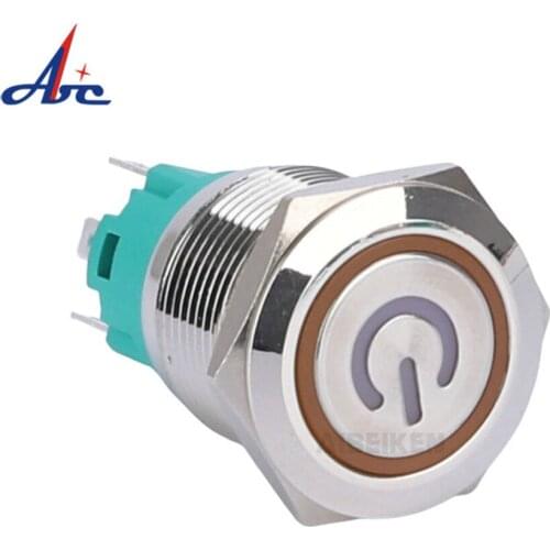 16mm 19mm 22mm metal push button switch power button LED light Waterproof Flat circular button 3v 6v 12v 24v 110v 220v ip65