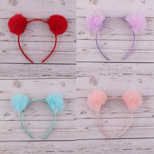 Fashion Headband Creative Design Color Fur Ball Headband Girl Student Children Headband Cat Ear Headdress