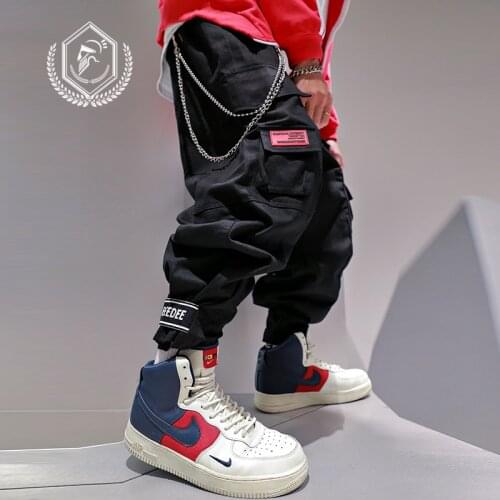 Men Loose Safari Style Harem Jogger Pants Fashion Pockets Ankle-Length Cargo Hip Hop Pants