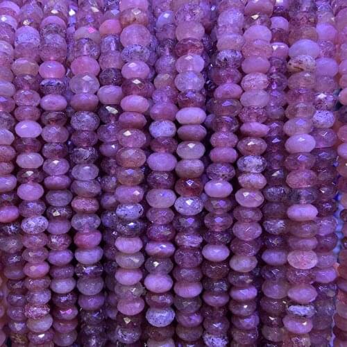 Natural Pink Cherry Quartz Stone Beads 15'' Faceted Rondelle DIY Loose Beads For Jewelry Making Beads Women Bracelet Necklace